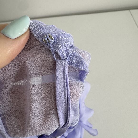 White House Black Market Blouse Womens Small Purple Ruffle Fairy Whimsy Boho Top - Picture 9 of 16